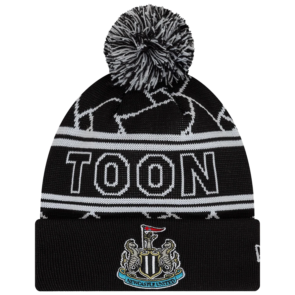 Youth New Era Black Newcastle United Sport Cuffed Knit Hat with Pom
