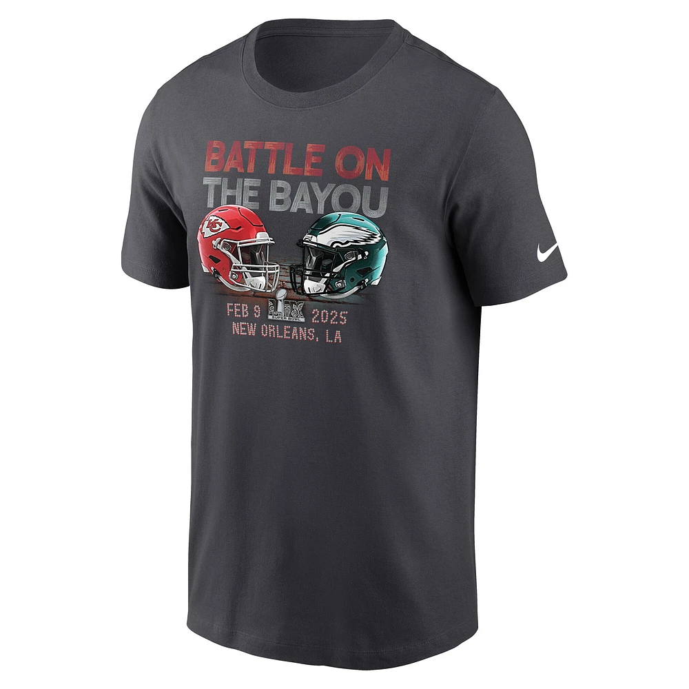 Youth Nike Anthracite Kansas City Chiefs vs. Philadelphia Eagles Super Bowl LIX Matchup Final Battle T-Shirt
