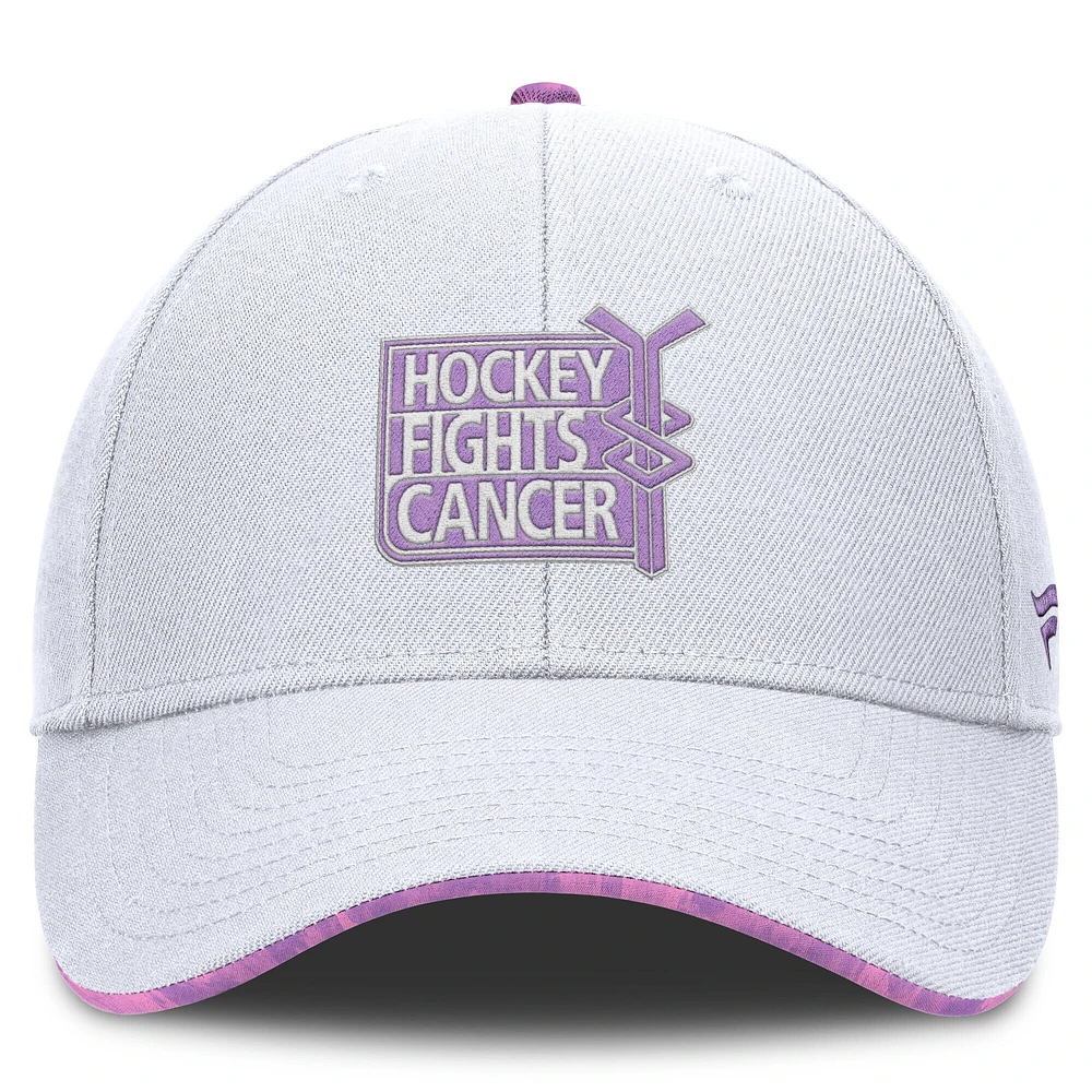 Men's Fanatics White NHL Authentic Pro Hockey Fights Cancer Adjustable Hat