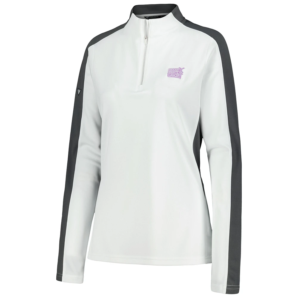Women's Levelwear White NHL 2023 Hockey Fights Cancer Remi Quarter-Zip Top