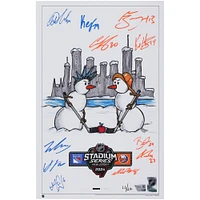 Tirage autographié 14" x 20" de la série NHL Stadium 2024 des Rangers de New York contre les Islanders de New York par S. Preston avec 11 signatures - Édition limitée à 24
