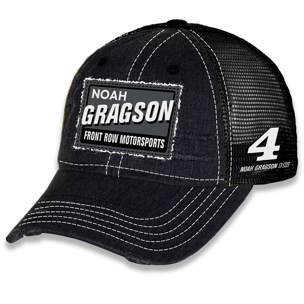 Unisex Checkered Flag Sports Black Noah Gragson Vintage Patch Trucker Adjustable Hat