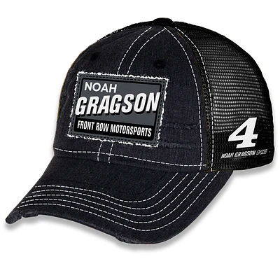 Casquette de camionneur unisexe ajustable avec drapeau à damier et patch vintage Noah Gragson noir
