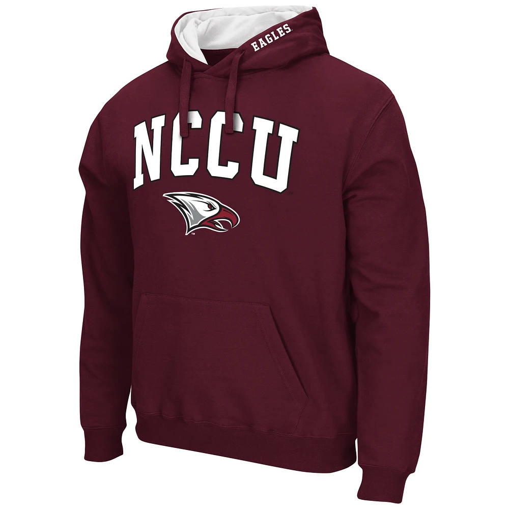Men's Colosseum Maroon North Carolina Central Eagles Arch & Logo 3.0 Pullover Hoodie