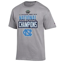 T-shirt gris pour le vestiaire des champions nationaux de soccer féminin la NCAA 2024 Tar Heels Caroline du Nord