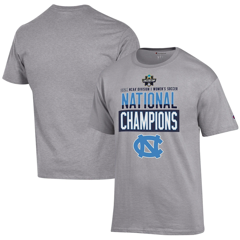 T-shirt gris pour le vestiaire des champions nationaux de soccer féminin la NCAA 2024 Tar Heels Caroline du Nord