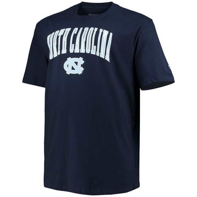 Champion Navy North Carolina Tar Heels Big & Tall Arch Over Wordmark T-shirt pour hommes