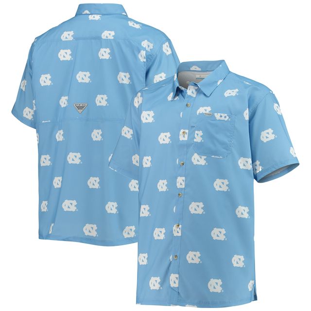 Chemise boutonnée omni-ombre pour homme Columbia Carolina Blue North Tar Heels Super Slack Tide Team