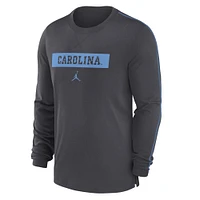 Men's Jordan Brand Anthracite North Carolina Tar Heels 2024 Sideline Player Tri-Blend Performance Long Sleeve T-Shirt