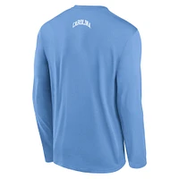 T-shirt à manches longues Jordan Brand Carolina Blue pour homme des Tar Heels de Caroline du Nord On-Court Basketball Shootaround Performance