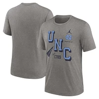 Men's Jordan Brand Heather Gray North Carolina Tar Heels Blitz Roll Call Tri-Blend T-Shirt
