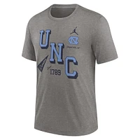 Men's Jordan Brand Heather Gray North Carolina Tar Heels Blitz Roll Call Tri-Blend T-Shirt