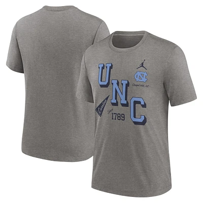 Men's Jordan Brand Heather Gray North Carolina Tar Heels Blitz Roll Call Tri-Blend T-Shirt