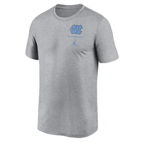 T-shirt Jordan Brand Heather Grey pour homme avec logo principal et légende des North Carolina Tar Heels