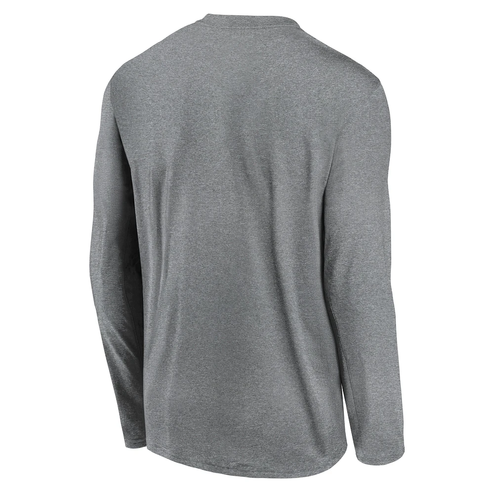 Men's Jordan Brand Heather Gray North Carolina Tar Heels Primetime Primary Legend Long Sleeve T-Shirt