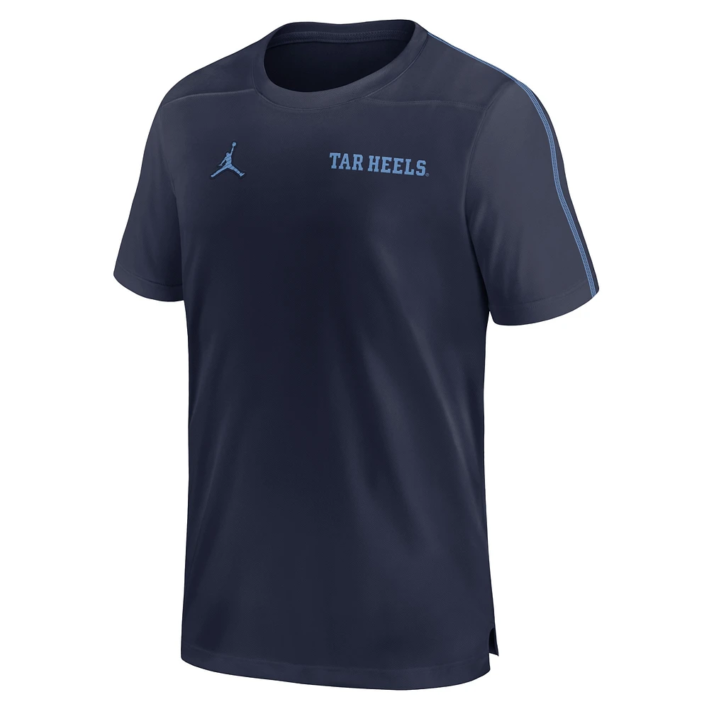 Men's Jordan Brand Navy North Carolina Tar Heels 2024 Sideline Coach Performance Top