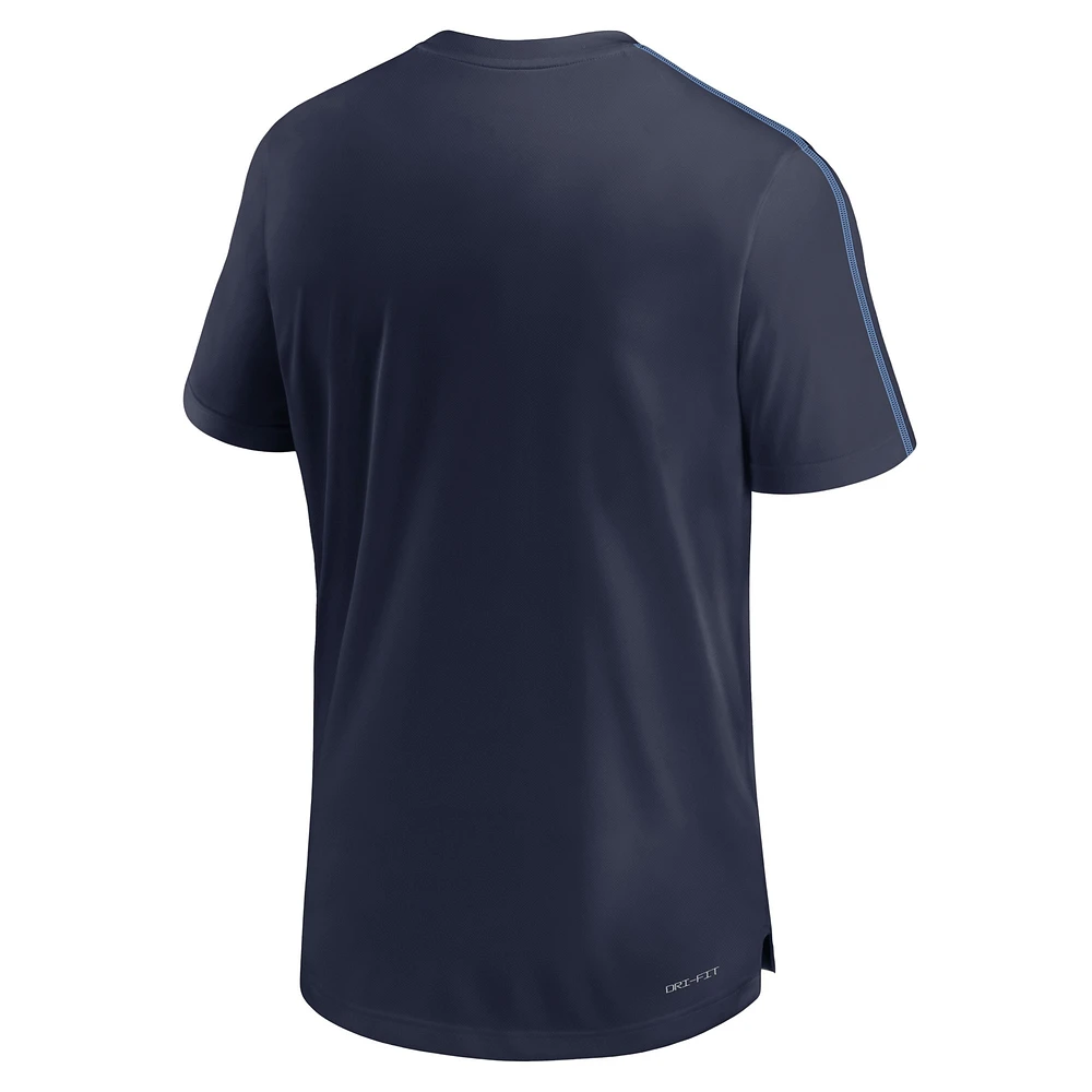 Men's Jordan Brand Navy North Carolina Tar Heels 2024 Sideline Coach Performance Top