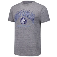 T-shirt à trois bandes Victory Falls Tall Arch 2.0 des Tar Heels de Caroline du Nord pour hommes, gris chiné, vêtements universitaires