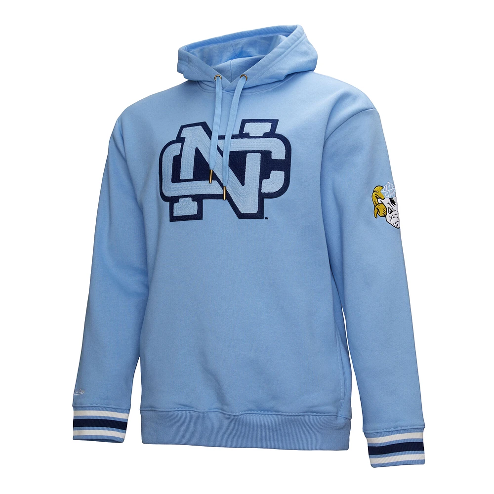 Sweat à capuche en polaire point de chaîne pour homme Mitchell & Ness Carolina Blue North Tar Heels