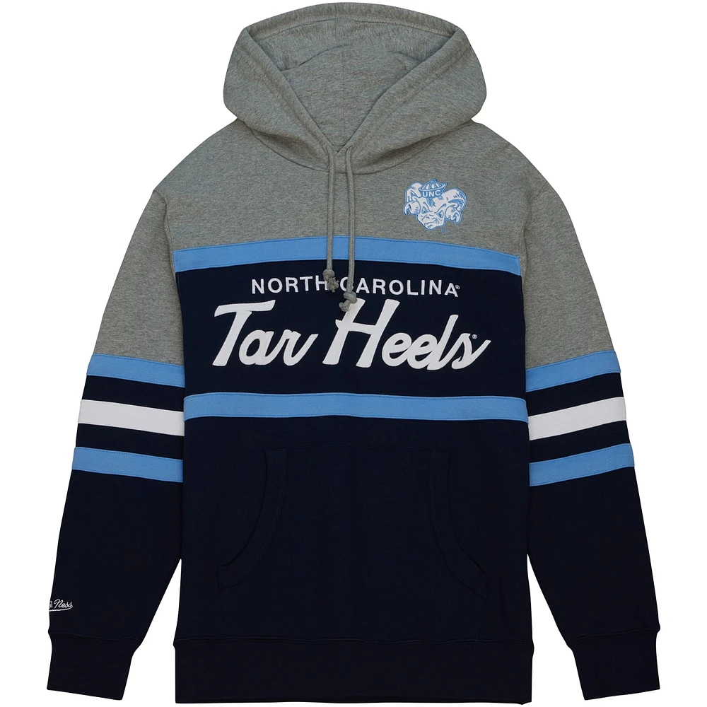 Men's Mitchell & Ness Navy North Carolina Tar Heels Head Coach Pullover Hoodie