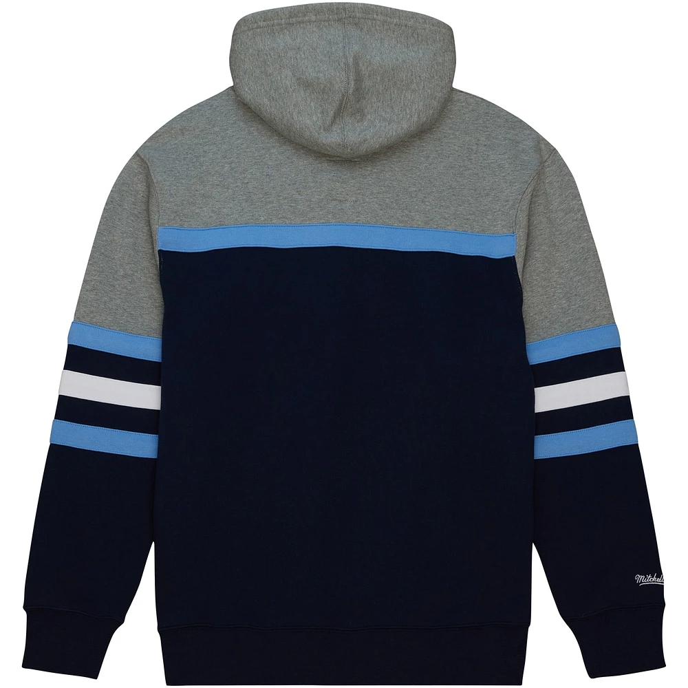 Men's Mitchell & Ness Navy North Carolina Tar Heels Head Coach Pullover Hoodie