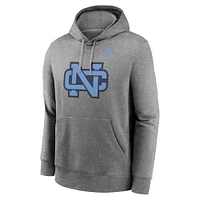 Men's Nike Heather Gray North Carolina Tar Heels Legacy Logo Club Fleece Pullover Hoodie