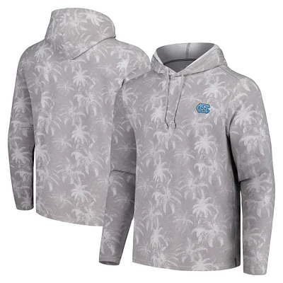 T-shirt à capuche manches longues Tommy Bahama pour hommes, gris, North Carolina Tar Heels, Palm Frenzy