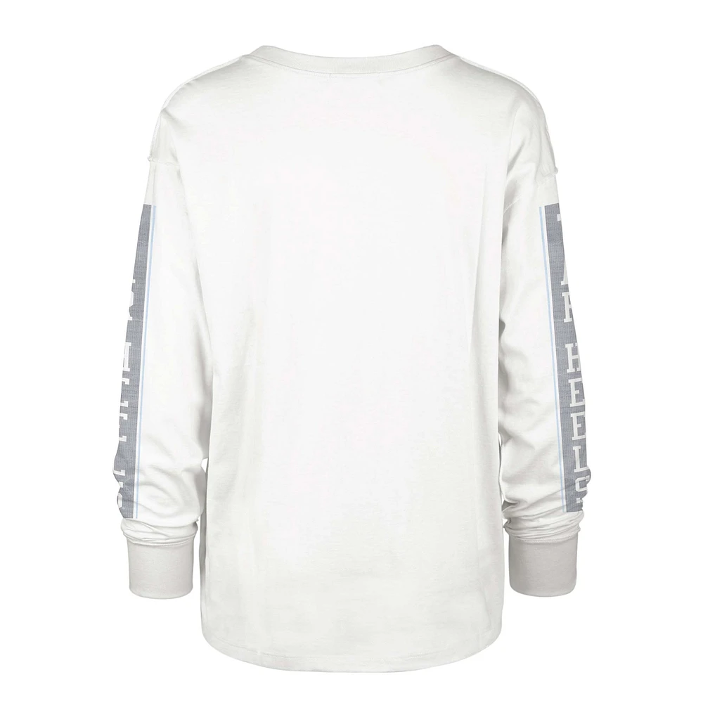 T-shirt à manches longues '47 Cream North Carolina Tar Heels Statement SOA 3-Hit pour femmes