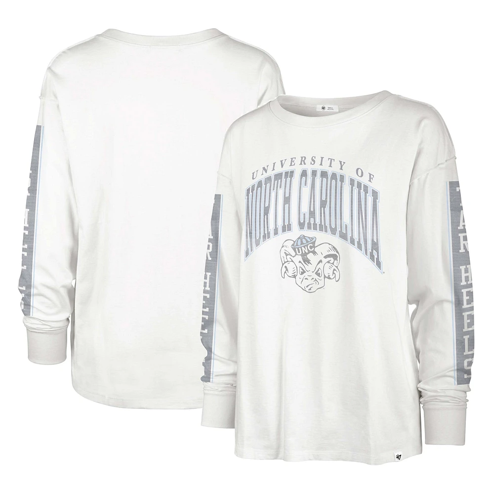 T-shirt à manches longues '47 Cream North Carolina Tar Heels Statement SOA 3-Hit pour femmes