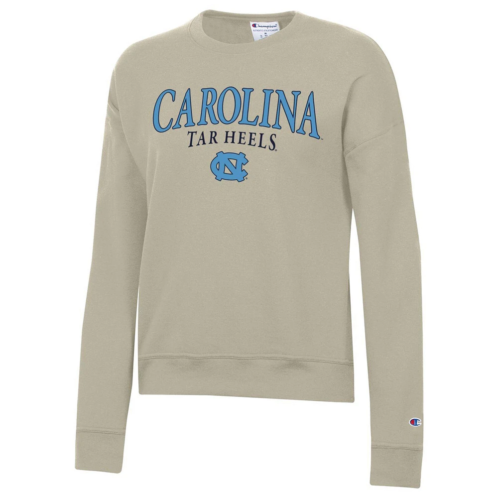 Women's Champion Tan North Carolina Tar Heels Powerblend Pullover Sweatshirt