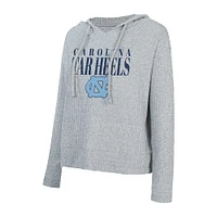 Women's Concepts Sport Heather Gray North Carolina Tar Heels Juniper Soft Modest Cropped Long Sleeve Hoodie T-Shirt