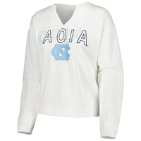 Women's Concepts Sport  White North Carolina Tar Heels Sunray Notch Neck Long Sleeve T-Shirt & Shorts Set