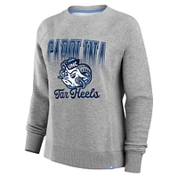 Women's Fanatics Heather Gray North Carolina Tar Heels Training Camp Hit Hard Fleece Pullover Sweatshirt