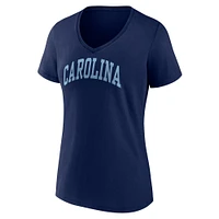 Women's Fanatics Navy North Carolina Tar Heels Basic Arch V-Neck T-Shirt