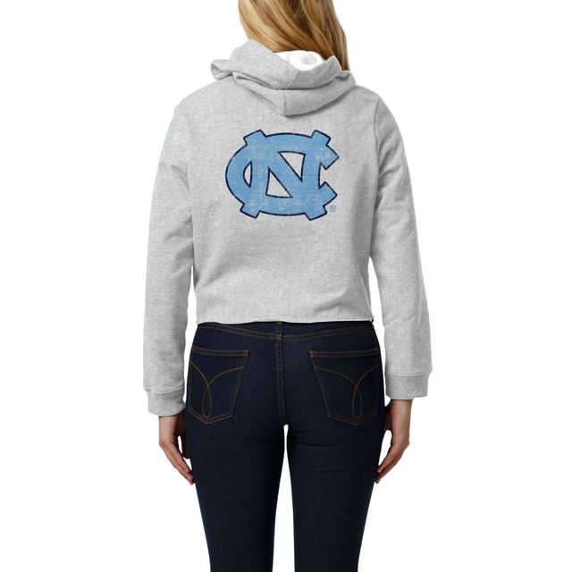 Sweat à capuche court League Collegiate Wear Ash North Carolina Tar Heels 2-Hit 1636 pour femmes