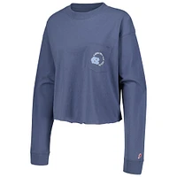 Women's League Collegiate Wear Navy North Carolina Tar Heels Clothesline Midi Long Sleeve Cropped T-Shirt