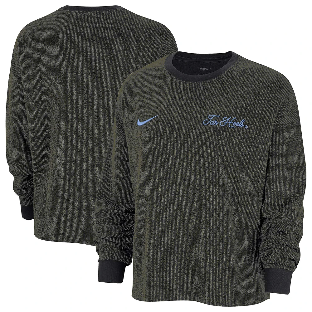 Women's Nike Black North Carolina Tar Heels Move To Zero Yoga Script Pullover Sweatshirt