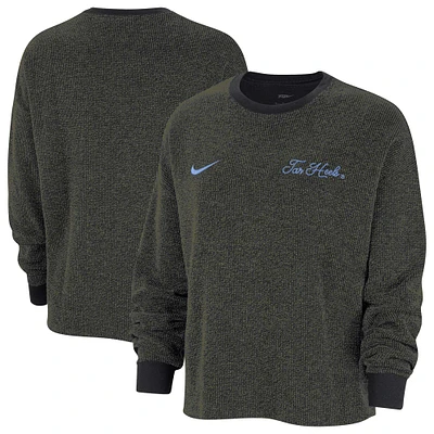 Women's Nike  Black North Carolina Tar Heels Move To Zero Yoga Script Pullover Sweatshirt