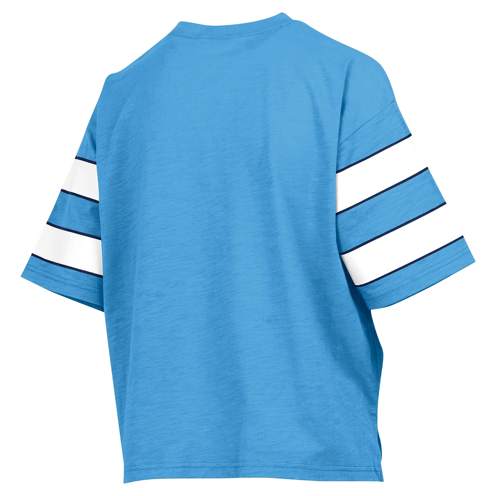 Women's Pressbox Carolina Blue North Tar Heels Emily Sleeve Stripe Slub T-Shirt