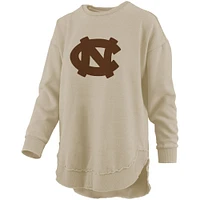 Women's Pressbox Tan North Carolina Tar Heels Poncho Fleece Pullover Sweatshirt