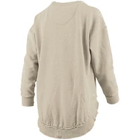 Women's Pressbox Tan North Carolina Tar Heels Poncho Fleece Pullover Sweatshirt