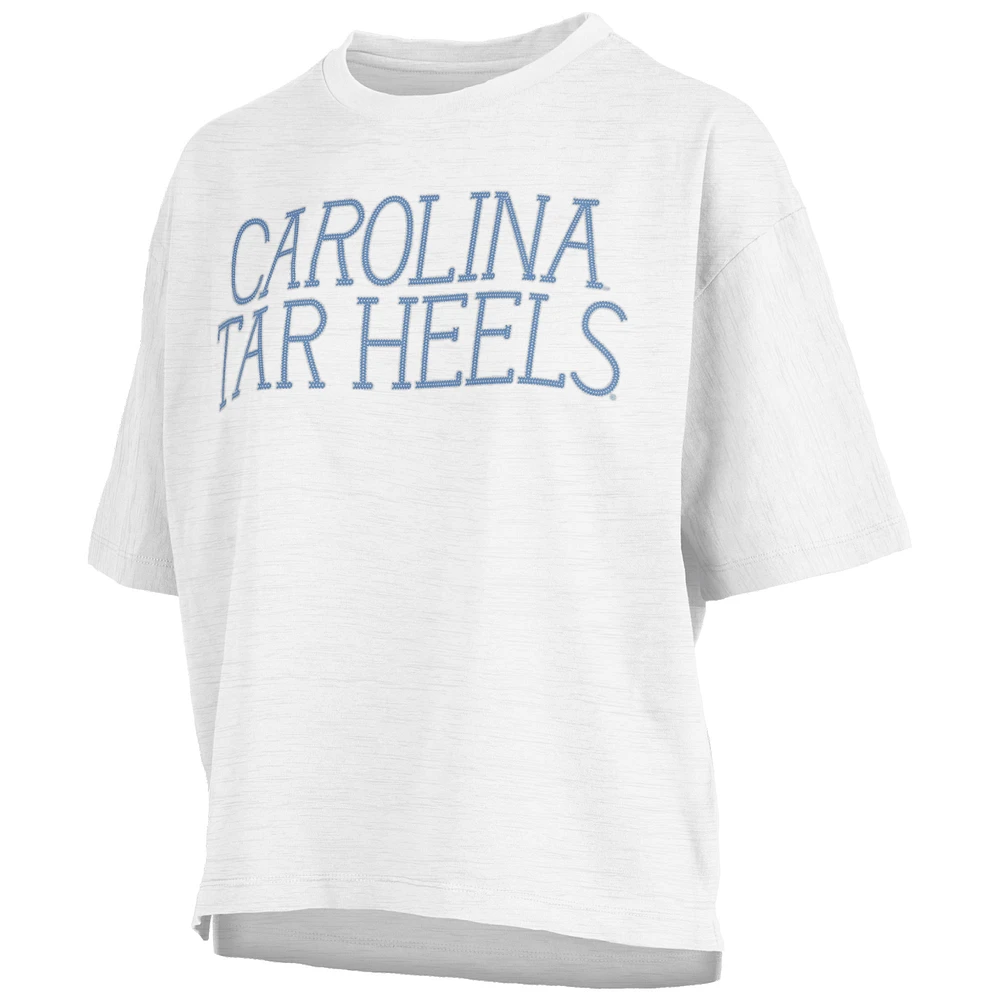 Women's Pressbox White North Carolina Tar Heels Motley Crew Chain Stitch Slub Waist Length Boxy T-Shirt