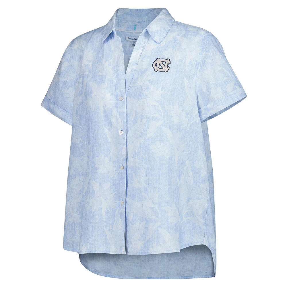 Women's Tommy Bahama Carolina Blue North Tar Heels Legacy Leaves Camp Button-Up Shirt