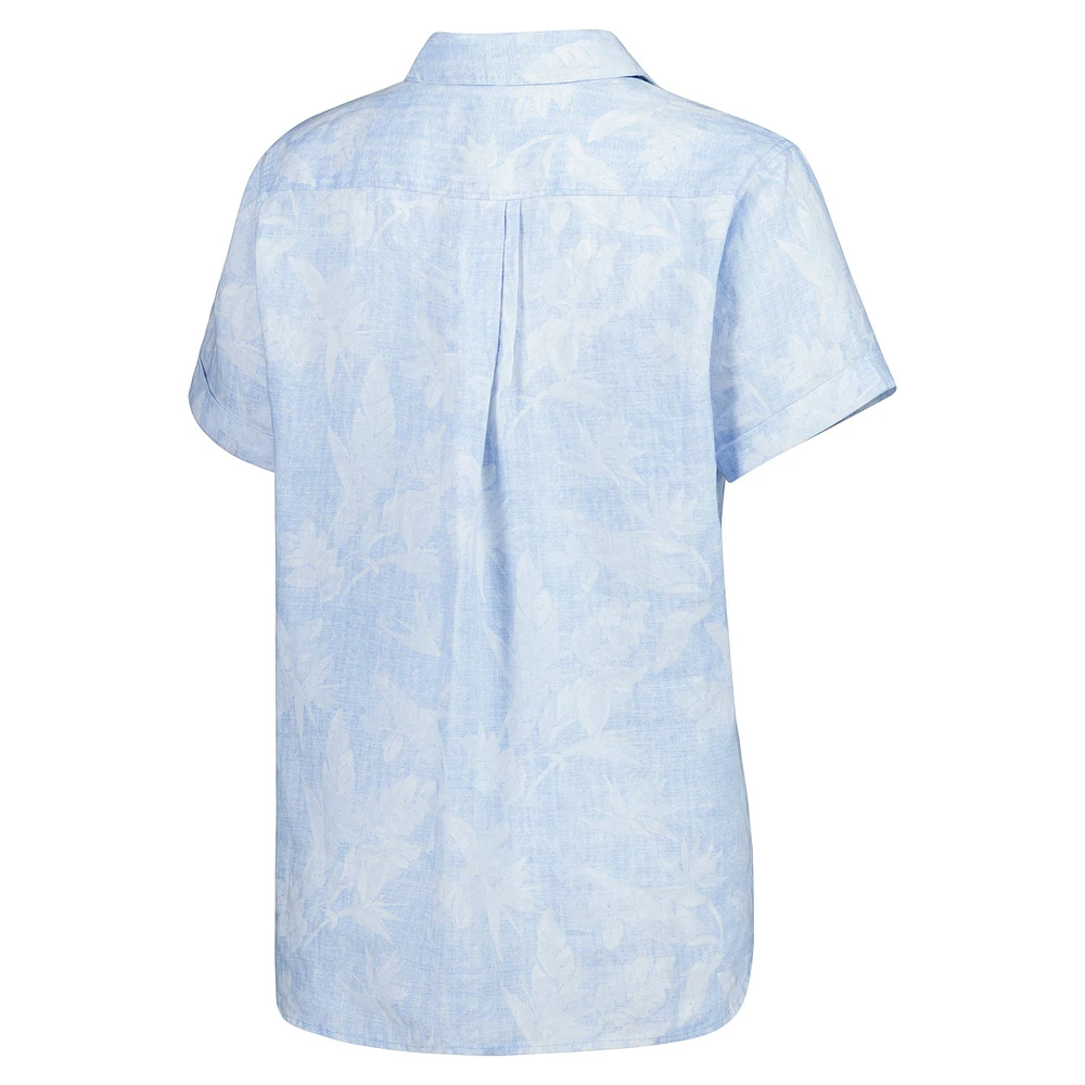 Women's Tommy Bahama Carolina Blue North Tar Heels Legacy Leaves Camp Button-Up Shirt