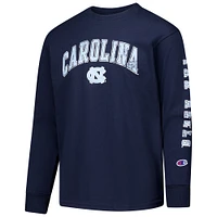 Youth Champion Navy North Carolina Tar Heels Distressed Arch Over Logo Long Sleeve T-Shirt