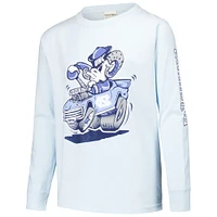 Youth ComfortWash Carolina Blue North Tar Heels Mascot Race Car Long Sleeve T-Shirt