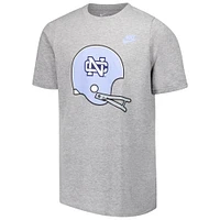Youth Nike Heather Gray North Carolina Tar Heels Helmet T-Shirt