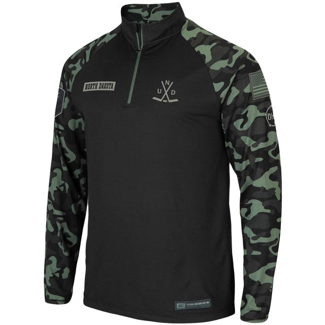 Colosseum Black North Dakota OHT Military Appreciation Take Flight Raglan Quarter-Zip Jacket