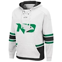Men's Colosseum White North Dakota Lace Up 3.0 Pullover Hoodie