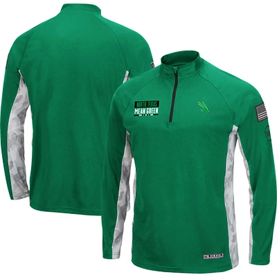 Colosseum Green/Camo North Texas Mean Green OHT Military Appreciation Snow Cruise Raglan Quarter-Zip Top pour homme